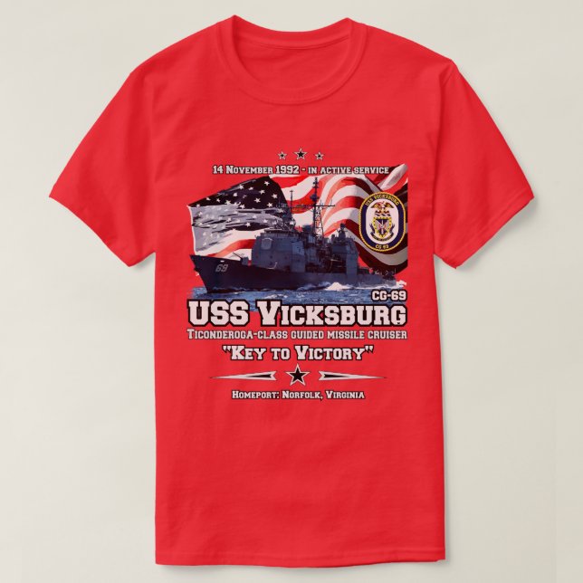 T-shirt Cruiser USS Vicksburg CG69 (Design devant)