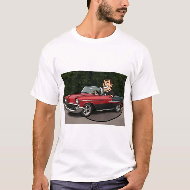 T-shirt Cruisin’ Classic: Cartoon Driver in a 55 Chevy (Devant)