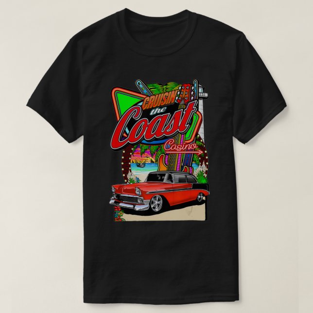 T-shirt Cruisin the Coast Classic Car Rod Run Casino typog (Design devant)