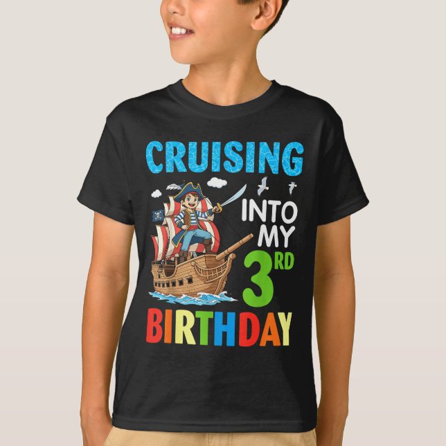 T-shirt Cruising Into My 3rd Birthday Rate Little Boy 3 Ye (Devant)