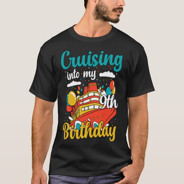 T-shirt Cruising Into My 9th Birthday Cruise Vacation Boat (Devant)