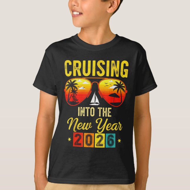 T-shirt Cruising Into New Year 2026 Retro Trocal Sunset  (Devant)