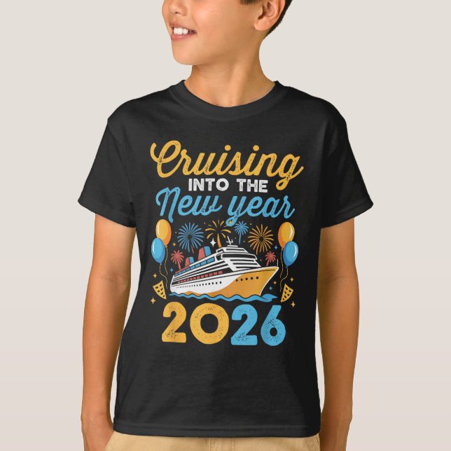 T-shirt Cruising Into The New Year 2026 Family Cruise Cele (Devant)