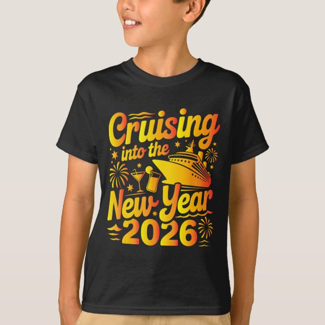 T-shirt Cruising Into The New Year 2026 Family Cruise Vaca (Devant)