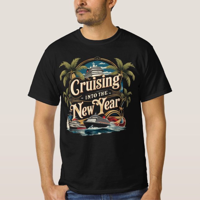 T-shirt Cruising Into The New Year Cruise Ship Graphic (Devant)