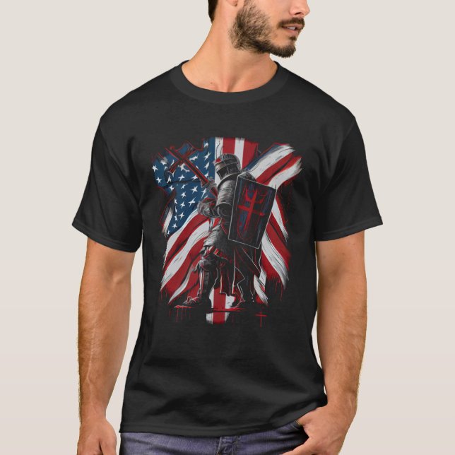 T-shirt Crusader Templar Kneeling Crusader Templar Warriar (Devant)
