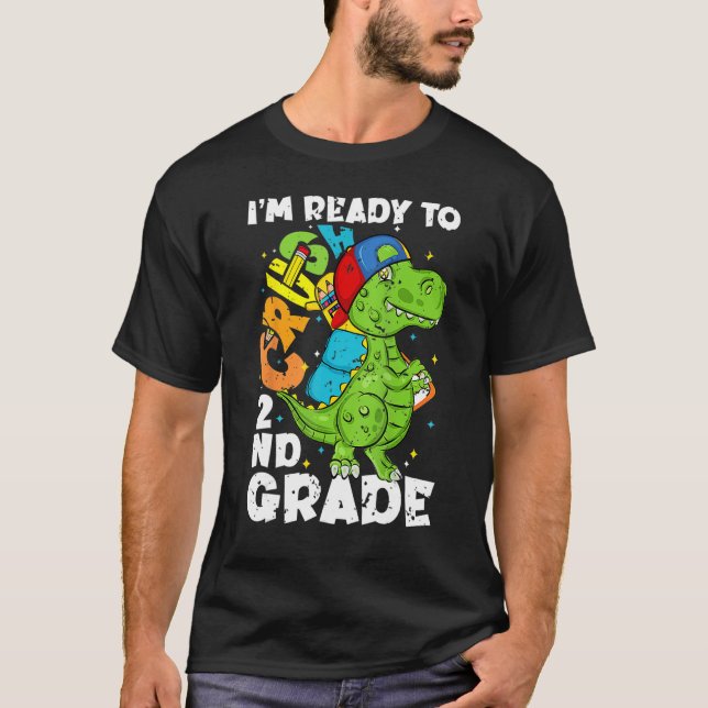 T-shirt Crush 2nd Grade Rex Dinosaur Back To School Boys K (Devant)