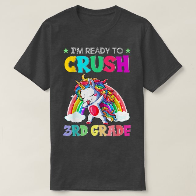 T-shirt Crush 3E Grade Unicorne Dabbing Retour À L'École G (Design devant)