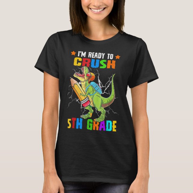 T-shirt Crush 5th Grade Dinosaur Backpack Pencil Back To S (Devant)