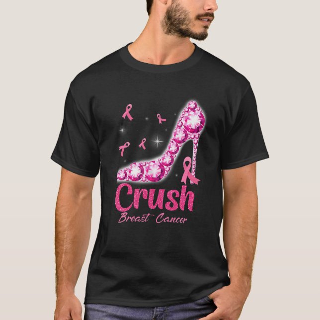 T-shirt Crush Cancer du sein Pink Bling High Heures Breast (Devant)