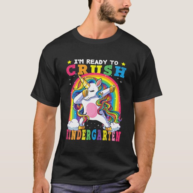 T-shirt Crush Kindergarten Dabbing Unicorne Retour À L'Éco (Devant)