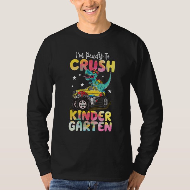 T-shirt Crush Kindergarten Dinosaur Monster Truck Back To  (Devant)