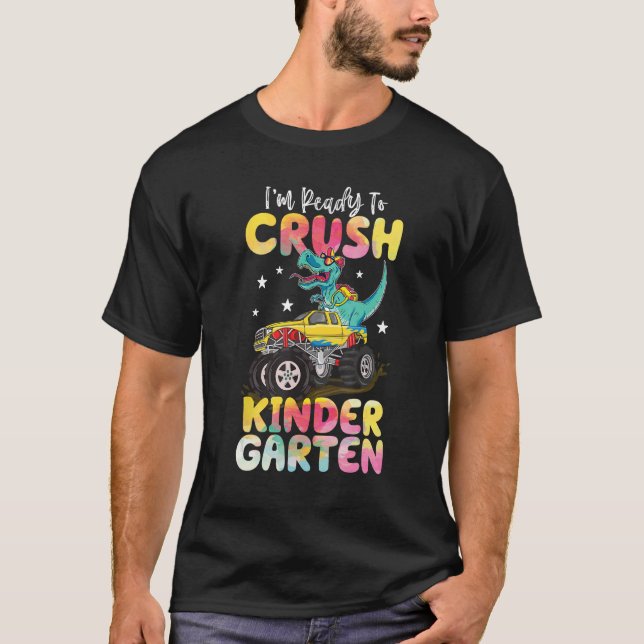 T-shirt Crush Kindergarten Dinosaur Monster Truck Retour À (Devant)