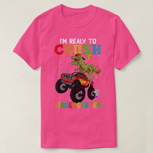 T-shirt Crush Kindergarten Dinosaur Monster Truck Retour à (Design devant)