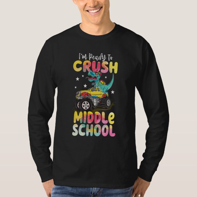 T-shirt Crush Middle School Dinosaur Monster Truck Back To (Devant)