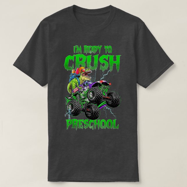 T-shirt Crush Preschool Dinosaur Monster Truck Back to Sch (Design devant)