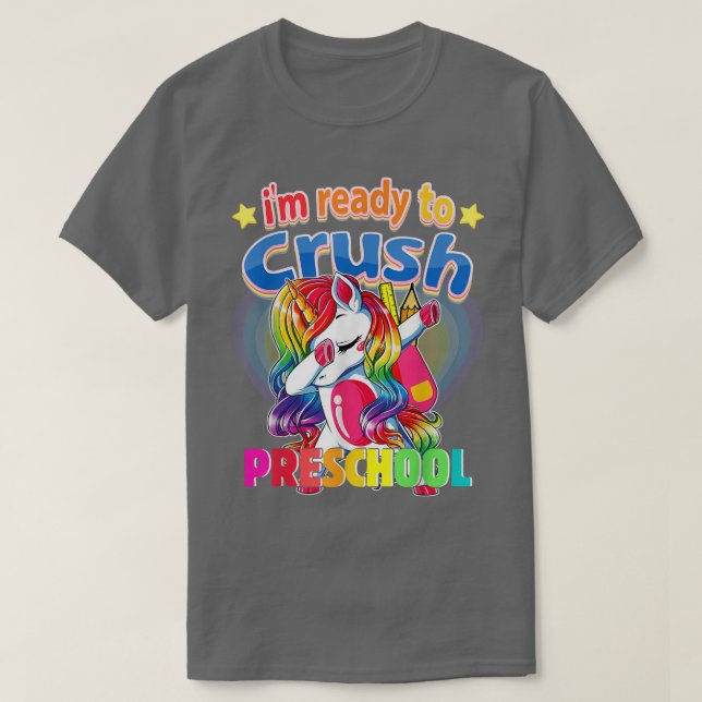 T-shirt Crush Preschool Unicorn Back to School Girls  (Design devant)