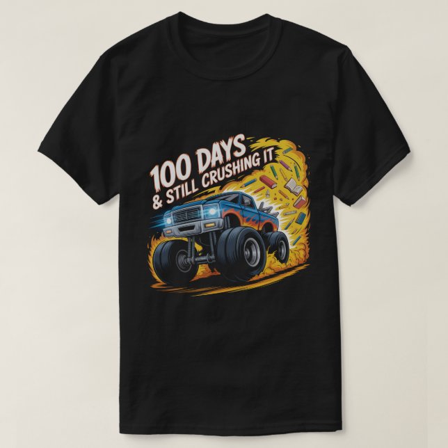 T-shirt  Crushed 100 Days of School Monster Truck Shirt Bo (Design devant)