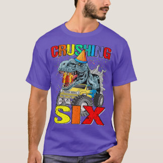 T-shirt Crusher Six Anniversaire Monster Truck Dinosaur