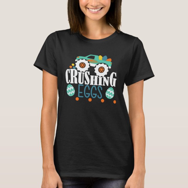 T-shirt Crushing Eggs Monster Truck Easter Bunny Boys Kids (Devant)