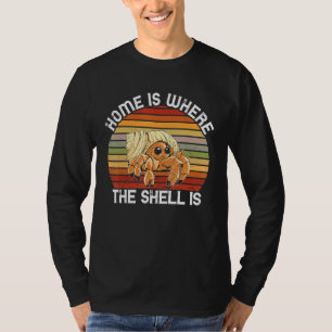 T-shirt Crustacé ermite de coquille de maison rétro animau