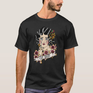 T-shirt Cry Baby American Traditionnelle Old School Lady T