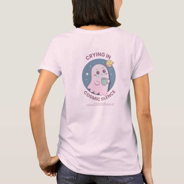 T-shirt Crying in Cosmic Silence – Cute Existential Ghost  (Dos)