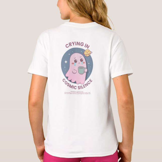 T-shirt Crying in Cosmic Silence – Cute Existential Ghost  (Dos)