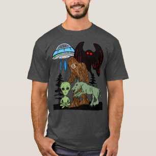 T-shirt Cryptid Big Foot Alien Mothman UFO Chupacabra