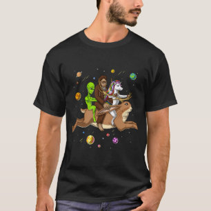 T-shirt Cryptide Alien Bigfoot Licorne Chevauchant Jackalo