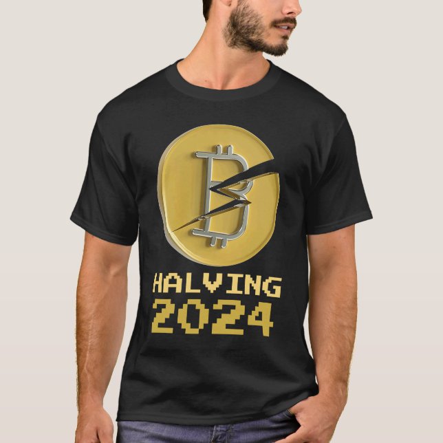 T-shirt Crypto 2024 Bitcoin Halving Cryptomonnaie Halveni (Devant)