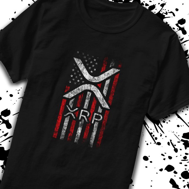 T-shirt Crypto American Drapeau XRP Cryptomonnaie Mème (Créateur téléchargé)