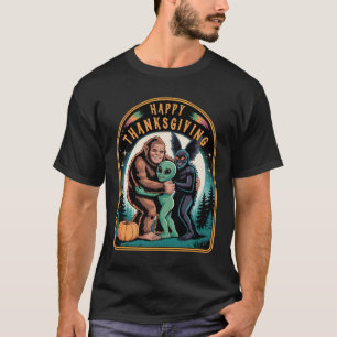 T-shirt Crypto Amis Câlinant Bigfoot Mothman Alien Merci