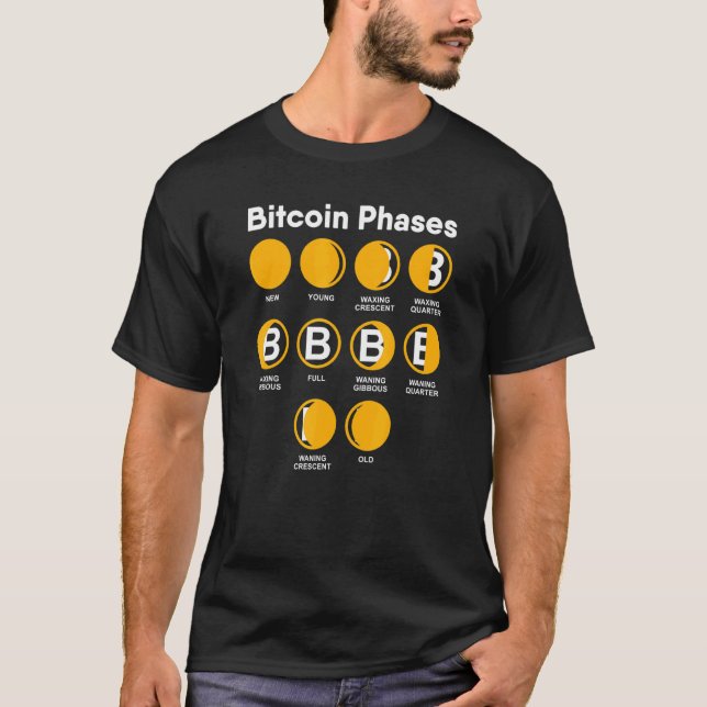 T-shirt Crypto Bitcoin Cryptomonnaie Moon Phases meme Papa (Devant)