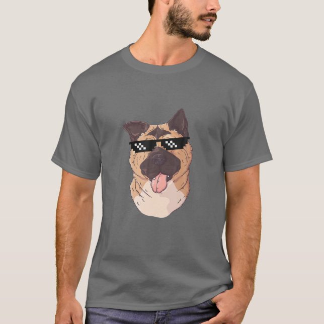 T-shirt Crypto Doge Akita Chib Coins Tenir À La Lune (Devant)