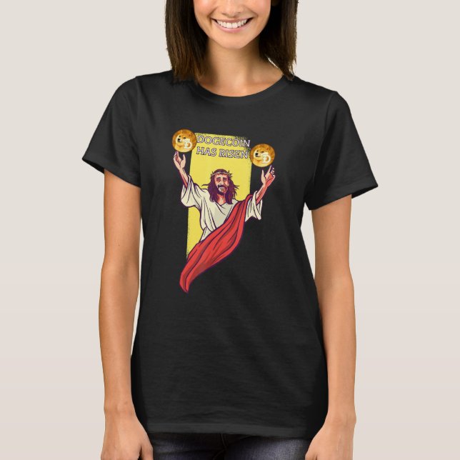 T-shirt Crypto Dogecoin a augmenté Cryptomonnaie Jésus (Devant)