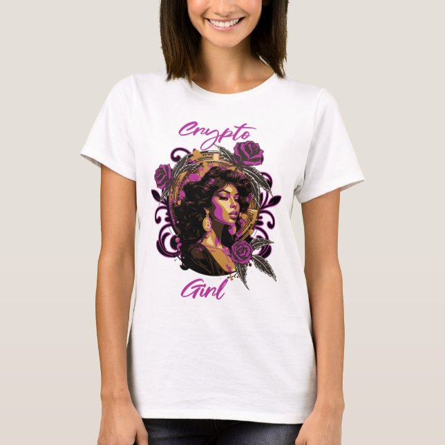 T-shirt Crypto fille rose et or (Devant)