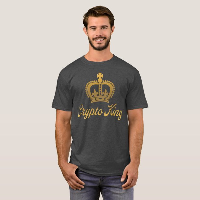T-Shirt Crypto King en Charbon et Or (Devant entier)