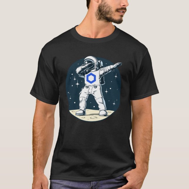 T-shirt Crypto-monnaie Parlant Fun Chainlink Dabbing Espac (Devant)