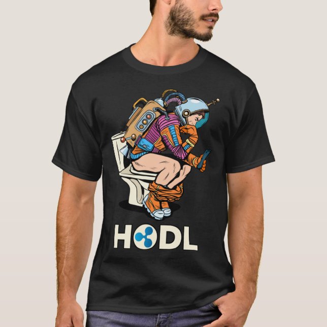 T-shirt Cryptocurrency Talk Ripple XRP HODL Space Man On T (Devant)