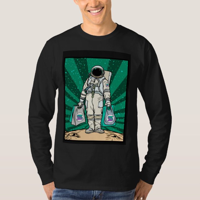 T-shirt Cryptocurrency Talk  To The Moon Solana Space Man  (Devant)