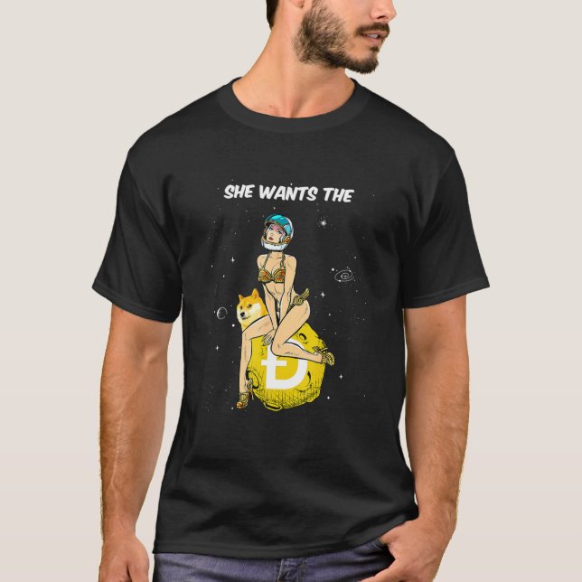 T-shirt Cryptodevise, elle veut le Crypto Dogecoin Doge (Devant)