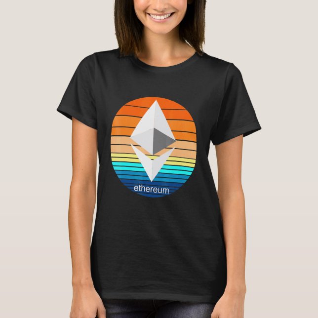 T-shirt Cryptomonnaie Ether Blockchain Etereum Retro Solei (Devant)