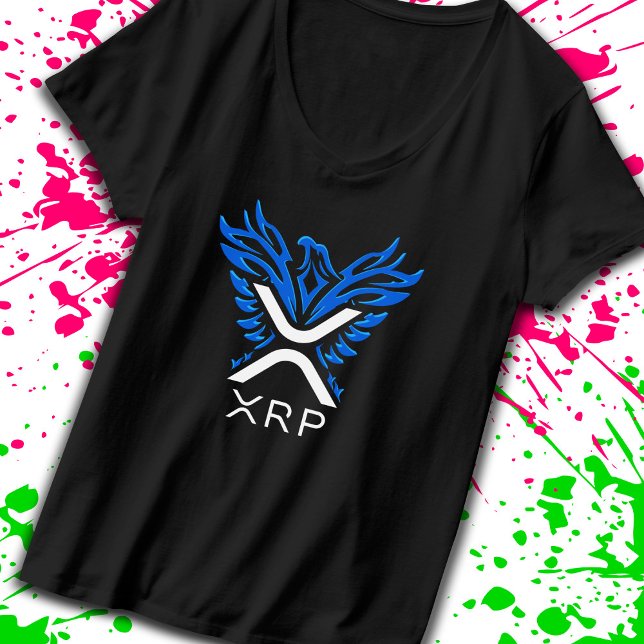 T-shirt Cryptomonnaie XRP Crypto Logo Blue Rising Phoenix (Créateur téléchargé)