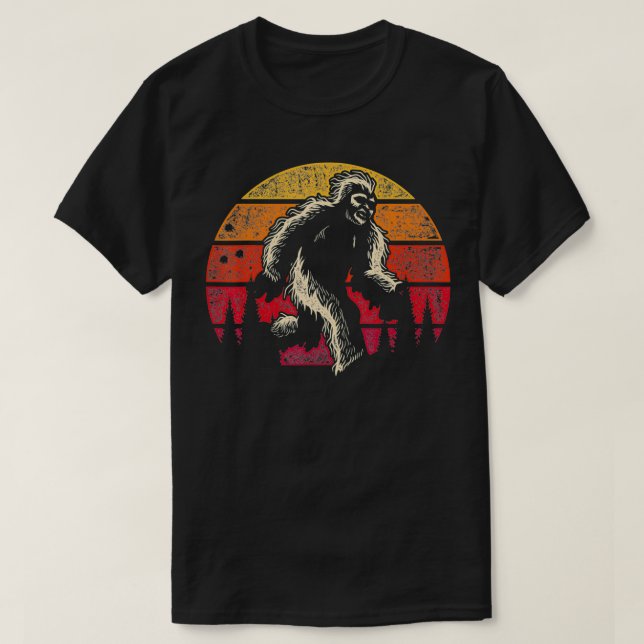T-shirt Cryptozoologie Sunset Sasquatch Yeti Cryptid Retro (Design devant)