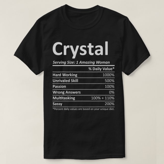 T-shirt CRYSTAL Nutrition Nom personnalisé Funny Christma (Design devant)