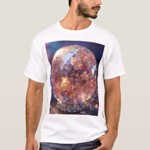 T-shirt Crystal quarts planète parties scintillant argent