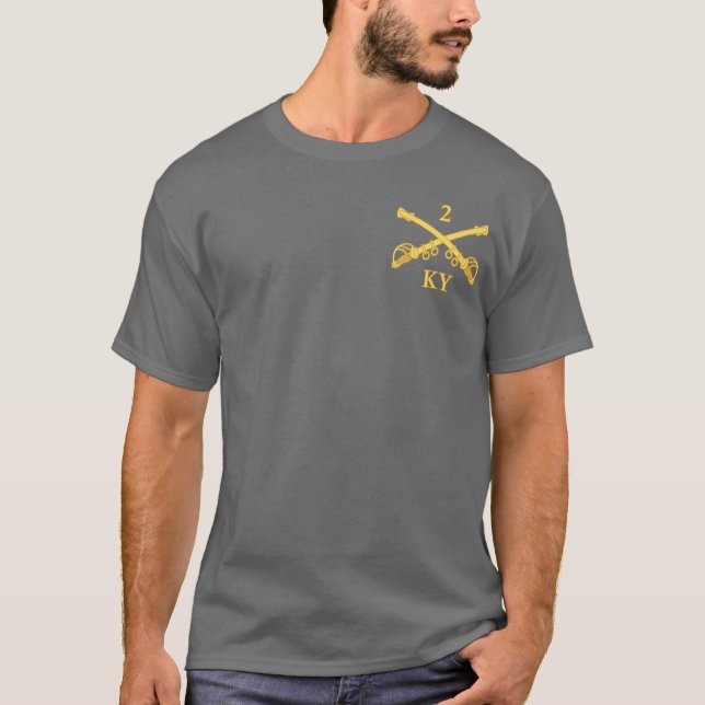 T-shirt CSC -2e cavalerie du Kentucky (en laiton rouge) (Devant)