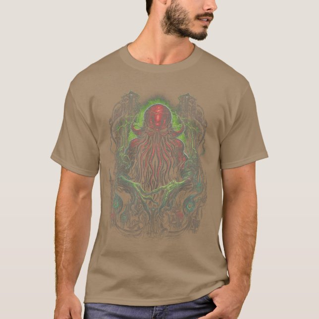 T-shirt Cthulhu Lovecraft Horror Monster Fantasy retro gif (Devant)