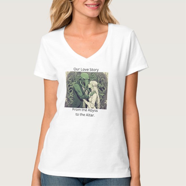 T-shirt Cthulu et sa mariée Lovecraftian Femme V-Neck T (Devant)